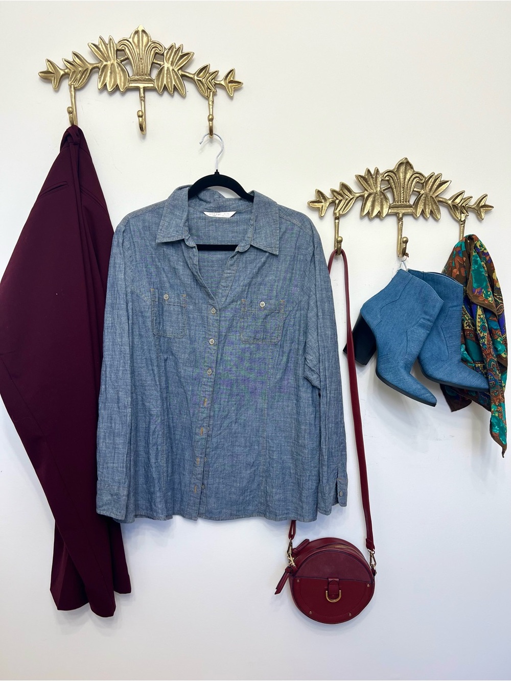 100% cotton denim button down Xl ptp 26” l 29”